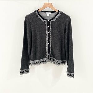 Belford Fringe Hem Cardigan Gray Size Large